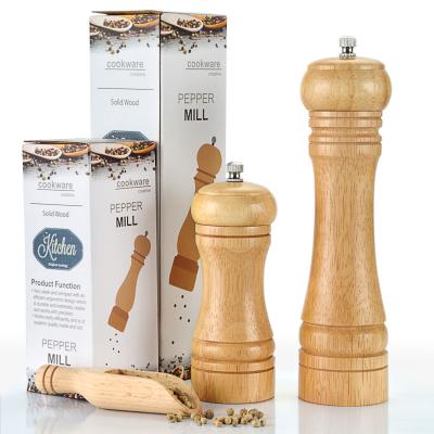 China Stored Primary Manual Oak Pepper Grinder Pepper Grinder Seasoning Bottle Pot In The Kitchen for sale