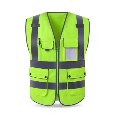 China New Construction Safety Vest Highly Visible Reflective High Visibility Tape Stock Fabric Vest for sale