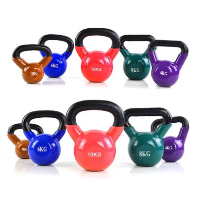 China Durable Plastic Dipped Kettlebell Rubber Smooth Cast Iron Kg Pounds Frosted Portable Gym Color Weight Equipment for sale