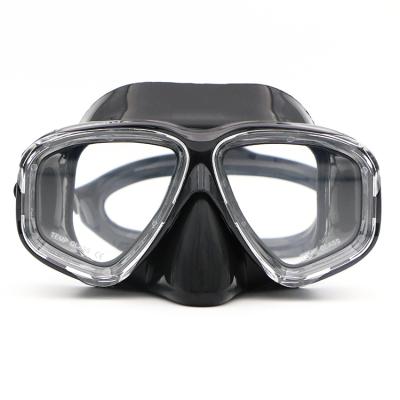 China Diving Equipment Durable And Comfortable Tempered Glass Silicone Black Transparent Dive Mask for sale