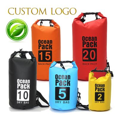 China Waterproof PVC 2L 3L 5L 10L 15L 20L 30L Dry Bags Hiking Waterproof Kayak Ocean Package Sports Beach Bag Backpack for sale