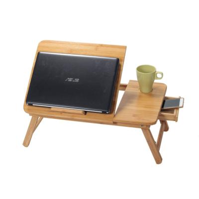 China Foldable Wholesale Natural Bamboo Made Laptop Table With Foldable Legs And Drawer for sale