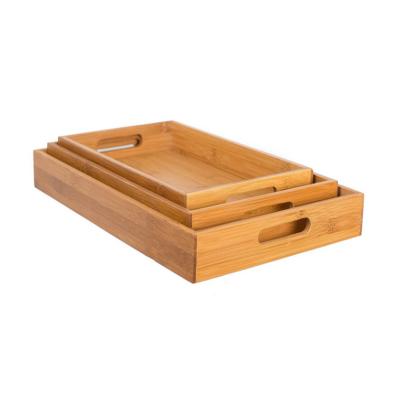 China Tray Set Bamboo Serving Trays Eco-friendly Bamboo Wooden Serving Tray Sets Natural Wholesale Cheap JSD-BST1001 for sale