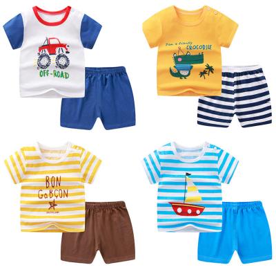 China Summer Formal Customized Baby Boy Outfits Two Piece Hoodie Kids Sets Child Short Sleeve Clothing Sets Kids T-shirt for sale