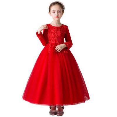 China New Arrivals Washable Autumn Girls Long Sleeve Evening Dress Kids Floral Dresses Christmas Gift for sale