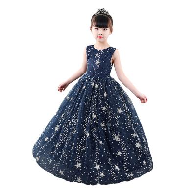 China Anti-wrinkle new summer new blue sky girl princess print dress for girls for sale