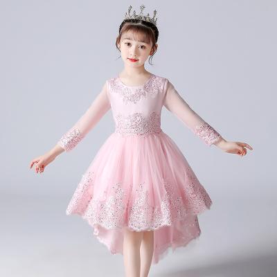 China Breathable Mesh Sleeve Girls Clothes Princess Party Birthday Dress Even Long Dresses For Girls for sale