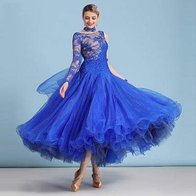 China Diamonds Ballroom Dress Sleeveless Waltz Dresses Latin Dance Dress Standard Sequins Dance Wear for sale