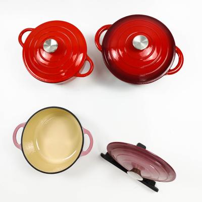 China Amazon Sustainable Hot Sale Enamel Melt Round Red Cookware Die Casserole Set From China for sale