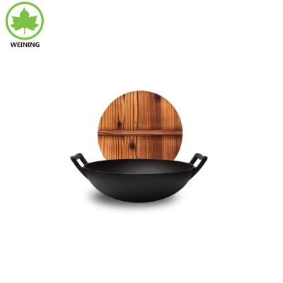 China Pre-seasoned wok viable 36 cm cast iron for sale