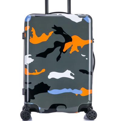 China Modern SPINNER ROLL TROLLEY HARD SUITCASE ABS BUSINESS STYLE PC TRAVEL CAMOUFLAGE GRAY NEW LUGGAGE for sale