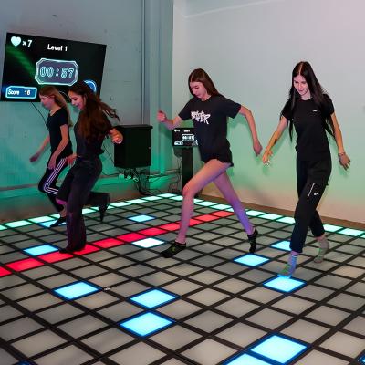 China Jumping Grid LED Dance Floor Tile Interactive Game For Amusement Park for sale