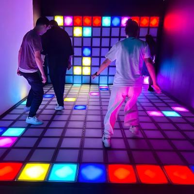 China RGB LED Dance Floor Tile Jumping Grid Game Super Grid For Amusement Park for sale