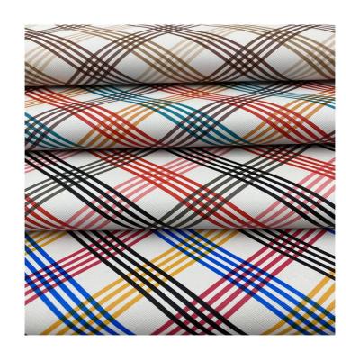 China Simple design waterproof colorful geometric stripe pattern leather printed PU sheet material free sample save charge freight cost. OEM 0.65 for sale