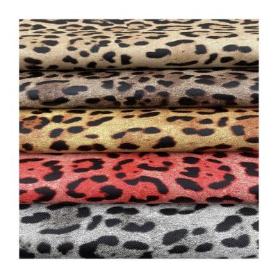 China Dew 2021 waterproof design leopard print leather fabric for making bags chinese leather factory for sale