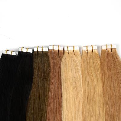 China 2019 New Silky Straight Wave Double Drawn Tape Hair Extensions Virgin Hair for sale