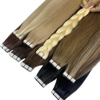 China Silky Straight Wave Virgin Hair Tape In Hair Extension 100% Natural Color Hair Cuticle Aligned Hair Extensions for sale