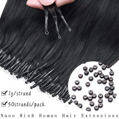 China Free Sample Curly Virgin Hair Micro Loop Link Beads Ring Hair Extensions Human Remy Nano Hair for sale