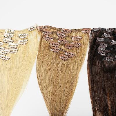 China ALL 40 Inch Virgin Human Blonde Seamless Double Drawn Clip In Brazilian Hair Extension for sale