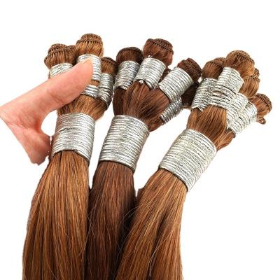 China Full Cuticle Aligned Grade 12A Hand Tied Raw Virgin Hair Weft Cuticle Aligned Hair Bundles for sale