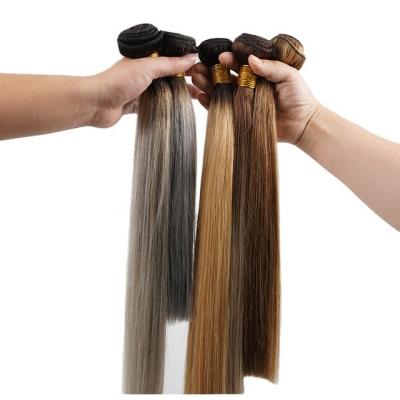 China Full Cuticle Aligned Drawn Hair Black / Russian Brown / Blonde Color 100% Good Quality Silky Hair Double Weft Hair Extension for sale