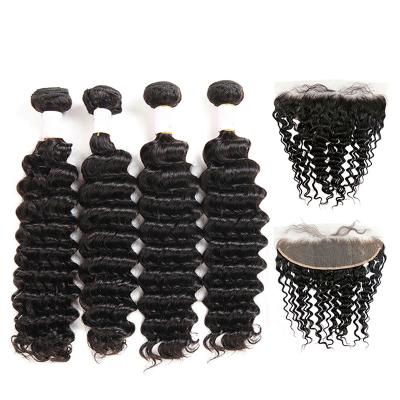 China Can be dyed with & #613; ironed & & Pre Plucked Bleached Cuticle Aligned Human Raw Virgin Hair 10A Thin Transparent Hair 13x4 Lace Frontal Bundles With Closure for sale