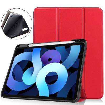 China Protection for iPad Air4 10.9 Inch 2020 Soft TPU Triple Slim Tablet Cover and PU Leather Case for iPad Air 2020 with Pen Slot for sale