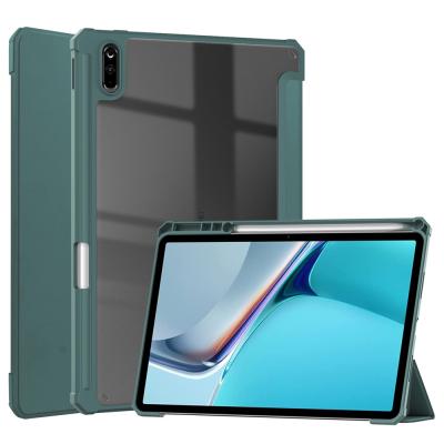 China High Quality Tri-flod Protective PU Tablet Leather Smart Case For Huawei Matepad 11 2021 With Acrylic And Soft TPU Back Cover for sale