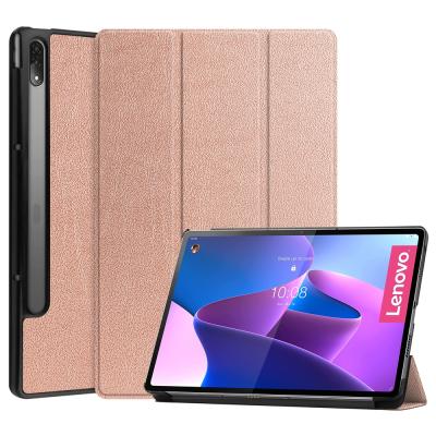 China Lenovo Tab P12 Pro Pad Leather 12.6 Inch Triple Stand Tablet Cover Stand Case for sale