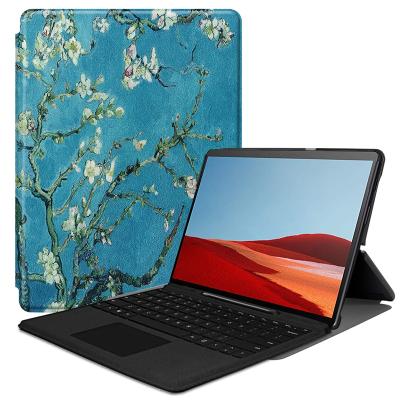 China Microsoft Surface 13 Pro X Thumb Pad Colorful Folio Stand PU Painted High Quality Leather Case Can Bind With Keyboard for sale