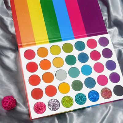 China Waterproof Custom Logo 35 Colors Large Magnetic Cardboard Rainbow Eyeshadow Palette for sale