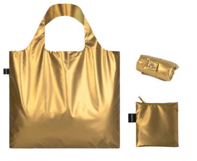 China 2021 new polyester folding greatly tie promotion metallic fabric shiny shopping bag made in china for sale