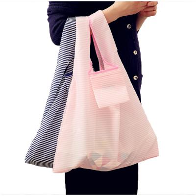 China Custom Eco-Friendly Big Logo Polyester Polyester Foldable Shopping Bag In Pocket Rpet Eco Friendly Tote Reusable Grocery Bags for sale