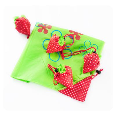 China Strawberry Eco Friendly Foldable Bag ECO Reusable Compact Recycling Grocery Bags Reusable Polyester Tote Bag for sale