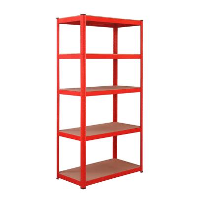 China Black Corrosion Protection Powder Coated 5 Tier Boltless Slotted Garage Storage Shelving Units Stacking Iron Boltless Racks Estantes De Metal for sale