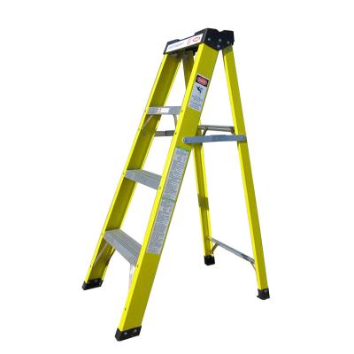 China Folding Ladders Low Tension EN131 Insulated Aluminum Alloy Wholesale Foldable Pedal Household Frp Single Side Step Ladder for sale