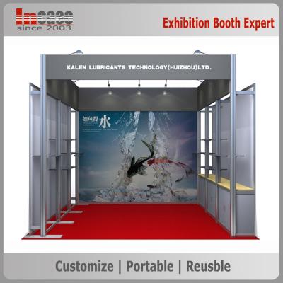 China Aluminiumkader 3m x 3m Plexiglascomités Tentoonstellingscabine met Plafonddak Te koop