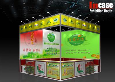 China Triangle Aluminum Frame Custom Trade Show Booth With Wooden Display Counters for sale