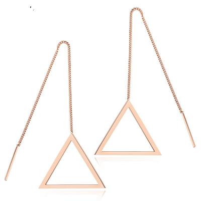 China 2020 CLASSIC Stainless Steel Geometric Threader Dangle Long Chain Drop Earrings For Women Girls for sale