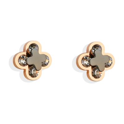 China 2019 CLASSIC Stainless Steel Shell Clover Earrings Stud For Women for sale