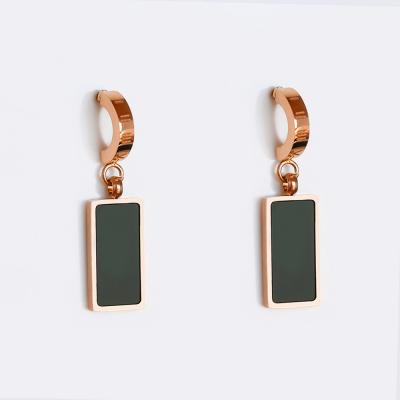 China European and American Style Roman Numeral Mounted Gold Plating Stainless Steel Women Stud Rectangle Shape Fancy Earring for sale