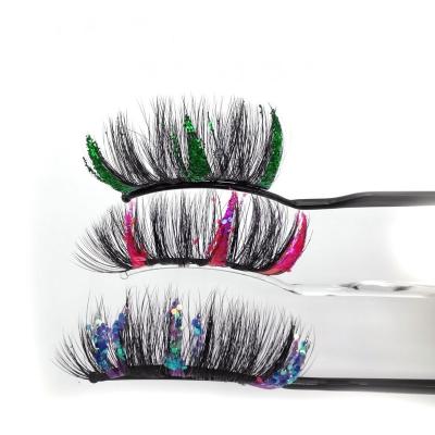 China Long lasting eyelashes glitter lashes 20mm 25mm real mink 3d strip fluffy false eyelashes with packaging private label magnet tresluces lashes for sale