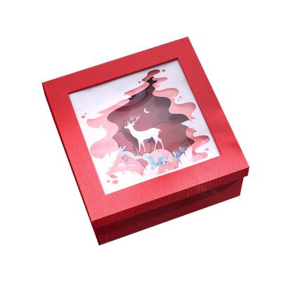 China 3d Christmas Frame Gift Packaging Box New Year Valentine's Day Recyclable Transparent Paper Gift Box for sale