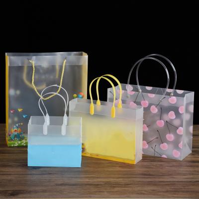 China Logo PP Matte Translucent Plastic Portable Gift Packaging Folding Plastic Packing Bag for sale