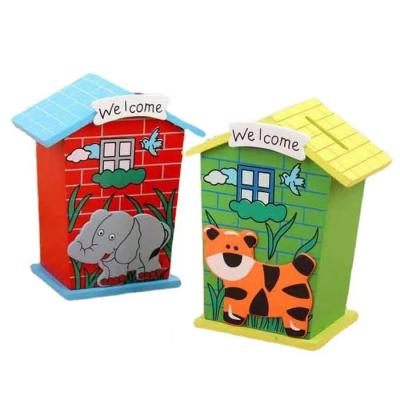 China China Cartoon House Wooden Style Hot Selling Piggy Bank For Kids Piggy Banks for sale