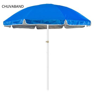 China Custom Printed Chinese CHUVABAND 2.2M Silver Coating Beach Umbrellas Promotional Advertising Outdoor Beach Parasol Umbrella for sale