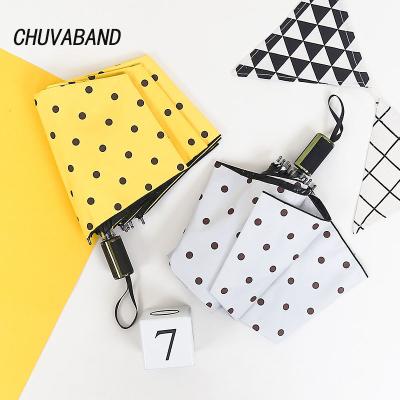 China Retro Dots Umbrella Charms Fold Women Morden Rain&Sun CHUVABAND CIO Rainproof Umbrellas Luxury High Quality 3-Folding Umbrella UV Parasol for sale