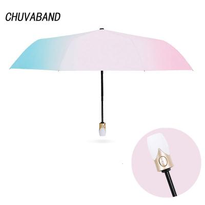 China CHUVABAND Morden Fashion Gradient Color Automatic Umbrella Clear Folding Umbrellas For Man Women UV Rain Sun Creative Umbrella for sale