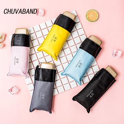 China Morden CHUVABAND Solid Color Solid Color Mini Five Folding Umbrella Rain Ultralight Charm Luxury Flat UV Cute Umbrella For Women Windproof Umbrella for sale