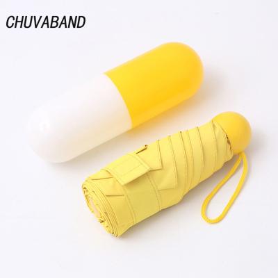 China CHUVABAND Luxury Women Make Rain Paraguas 5 Times Mini Pocket Folding Promotional Gift Compact Custom Printing Capsule Cheap Umbrella for sale